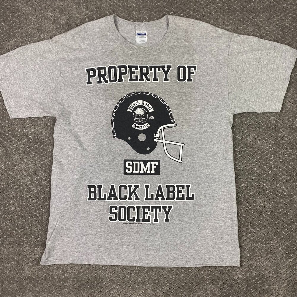 Vintage Black Label Society T Shirt Men's Large Gray Football Helmet Skull